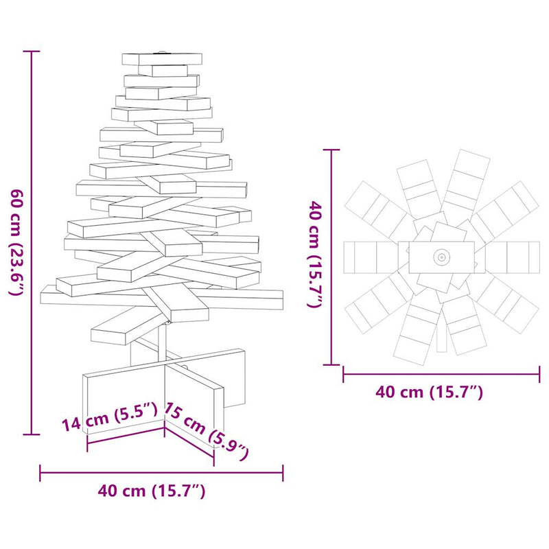 Kerstdecoratie Kerstboom Massief Grenenhout Wit