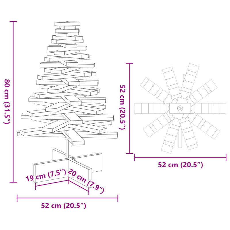 Kerstdecoratie Kerstboom Massief Grenenhout Naturel