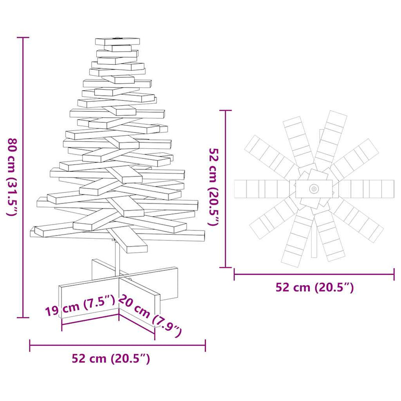 Kerstdecoratie Kerstboom Massief Grenenhout Wasbruin