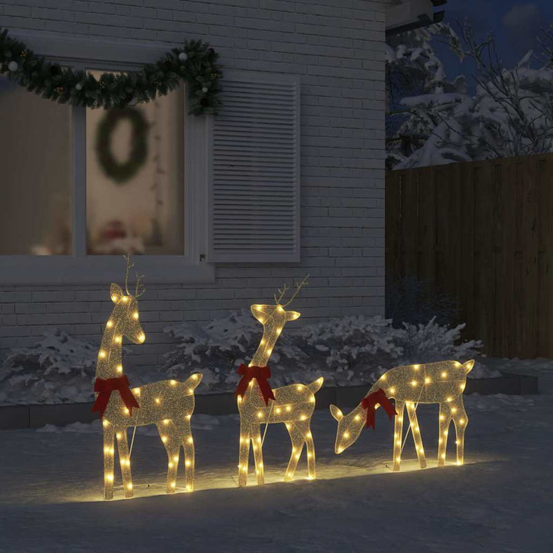 Rendierfamilie Kerstmis Warmwit 270X7X90 Cm Mesh Kleurig