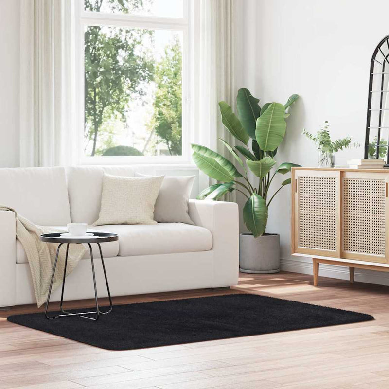 Hoogpolig Vloerkleed Navarra Polyester Zwart