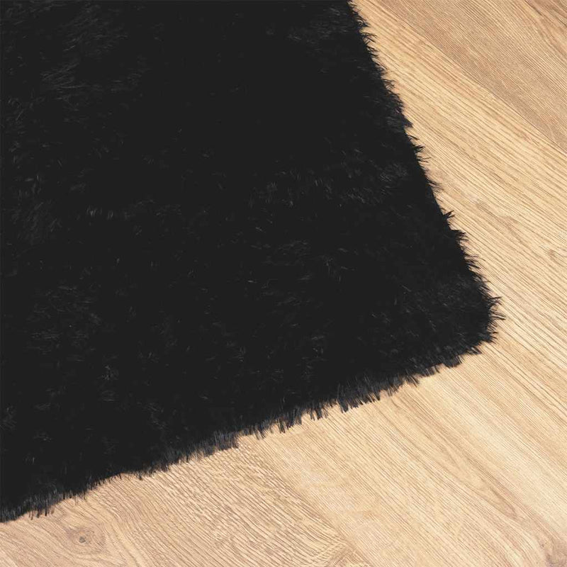 Hoogpolig Vloerkleed Navarra Polyester Zwart