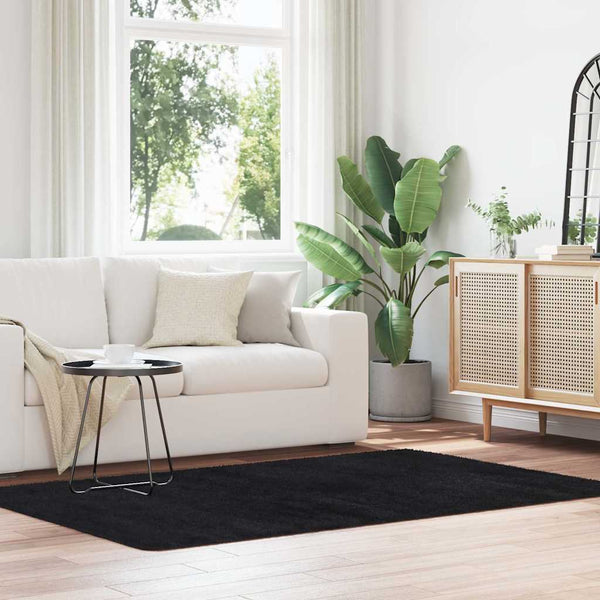 Hoogpolig Vloerkleed Navarra Polyester Zwart