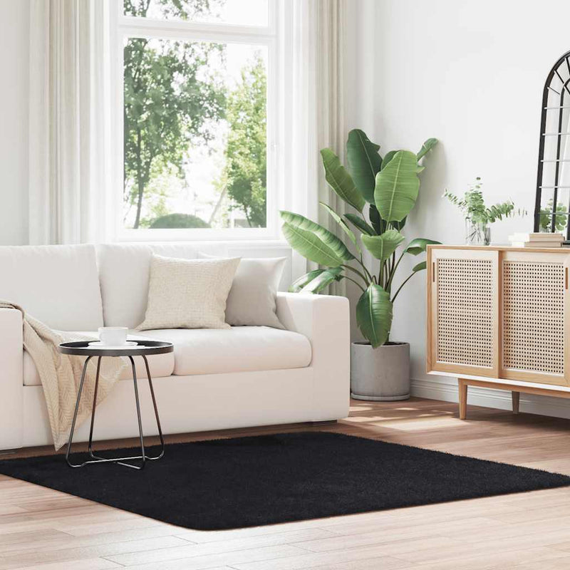 Hoogpolig Vloerkleed Navarra Polyester Zwart