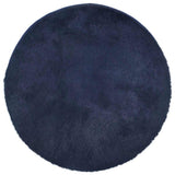 Hoogpolig Vloerkleed Navarra 100X100 Cm Polyester Marineblauw