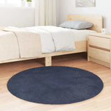 Hoogpolig Vloerkleed Navarra 100X100 Cm Polyester Marineblauw