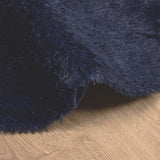 Hoogpolig Vloerkleed Navarra 100X100 Cm Polyester Marineblauw