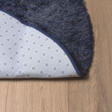 Hoogpolig Vloerkleed Navarra 100X100 Cm Polyester Marineblauw