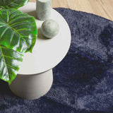 Hoogpolig Vloerkleed Navarra 100X100 Cm Polyester Marineblauw