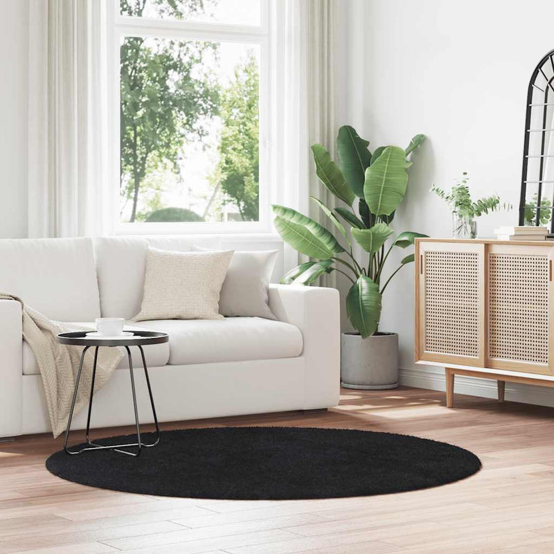 Hoogpolig Vloerkleed Navarra Polyester Zwart