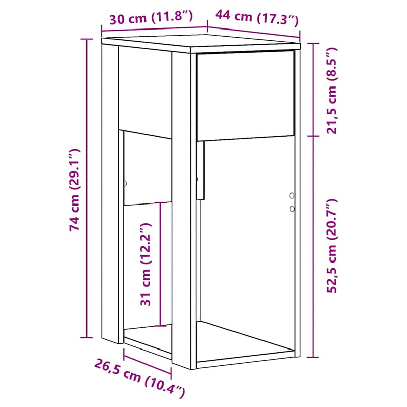 Computertorenstandaard Met Lade 30X44X74 Cm Kleur