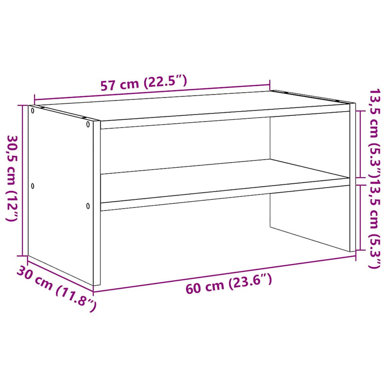 Schoenenrek Stapelbaar 60X30X30,5 Cm Eikenkleurig