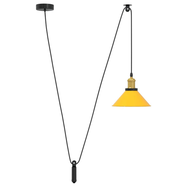 Hanglamp In Hoogte Verstelbaar E27 Ø22 Cm Metaal Glanzend Geel