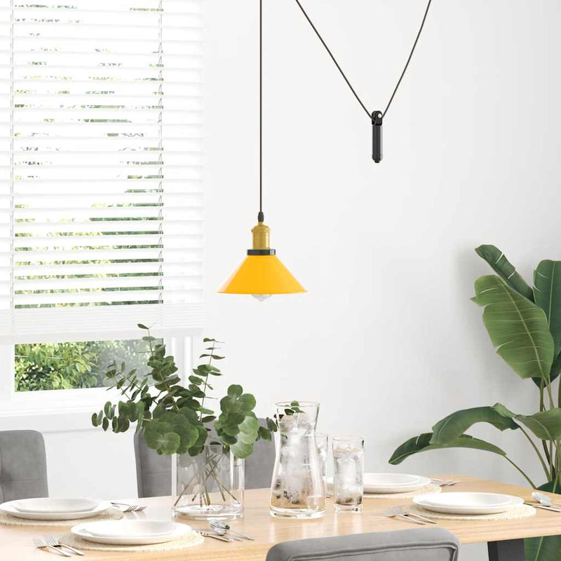 Hanglamp In Hoogte Verstelbaar E27 Ø22 Cm Metaal Glanzend Geel