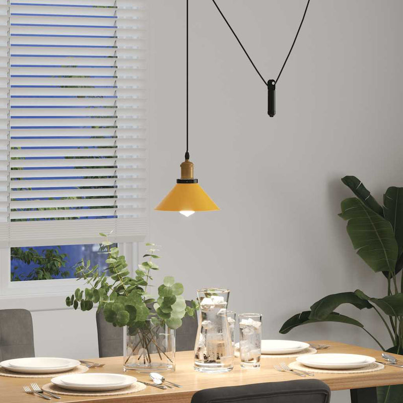 Hanglamp In Hoogte Verstelbaar E27 Ø22 Cm Metaal Glanzend Geel
