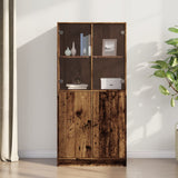 Highboard Zwart 68 X 37 X 142 Cm Bewerkt Hout