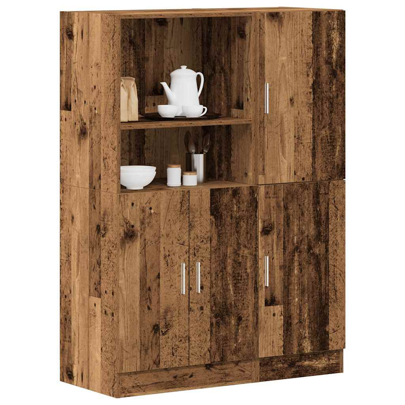 2-Delige Keukenkastenset Bewerkt Hout