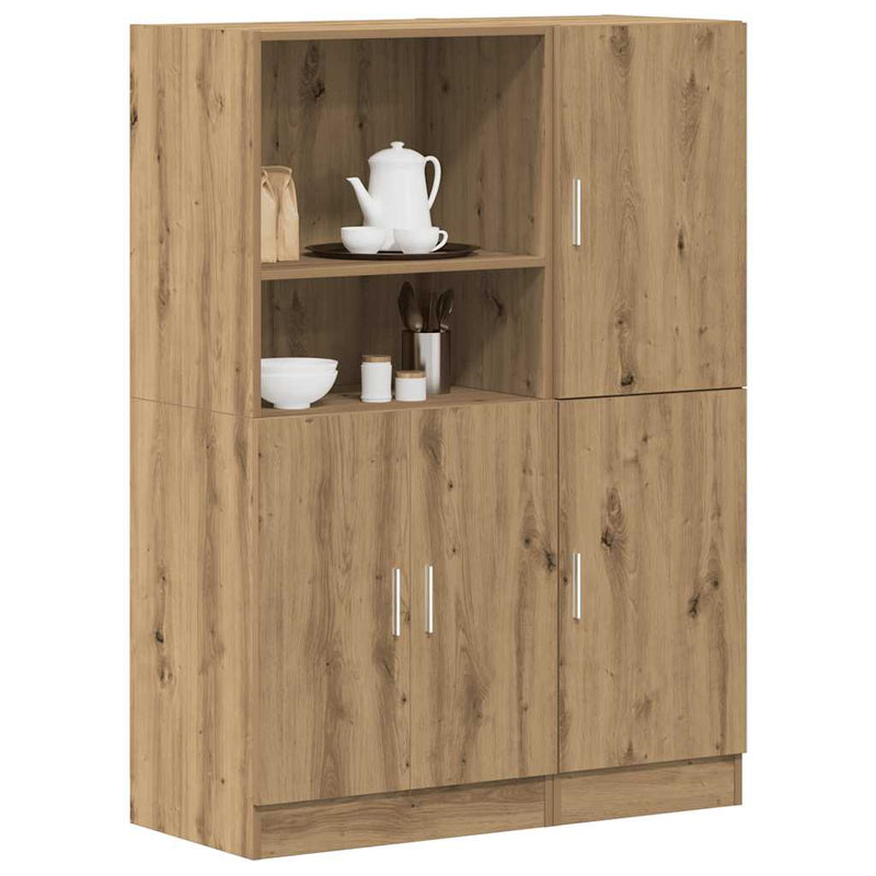 2-Delige Keukenkastenset Bewerkt Hout