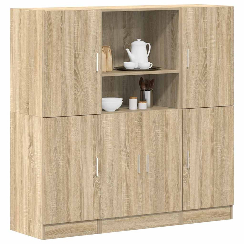 3-Delige Keukenkastenset Bewerkt Hout Kleurig