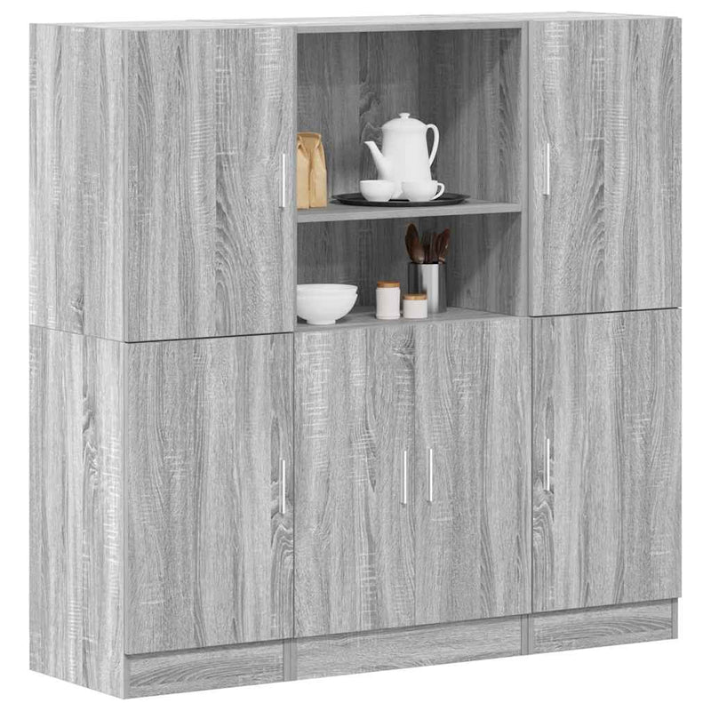 3-Delige Keukenkastenset Bewerkt Hout Kleurig