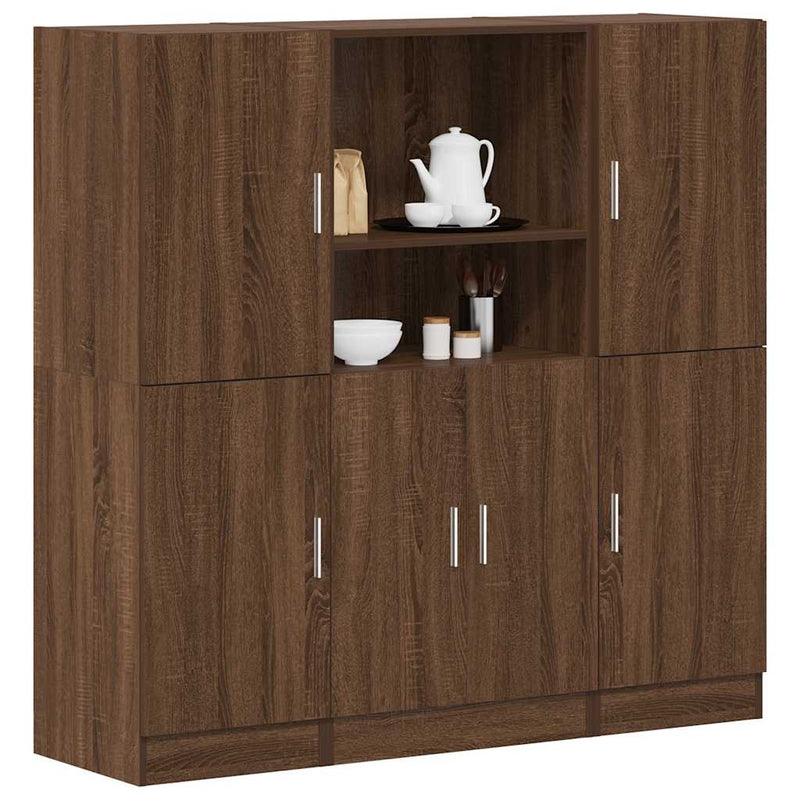 3-Delige Keukenkastenset Bewerkt Hout Kleurig