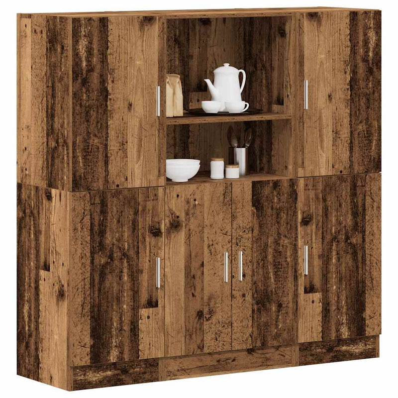 3-Delige Keukenkastenset Bewerkt Hout Kleurig