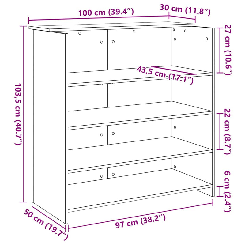 Receptiebalie 100X50X103,5 Cm Bewerkt Hout
