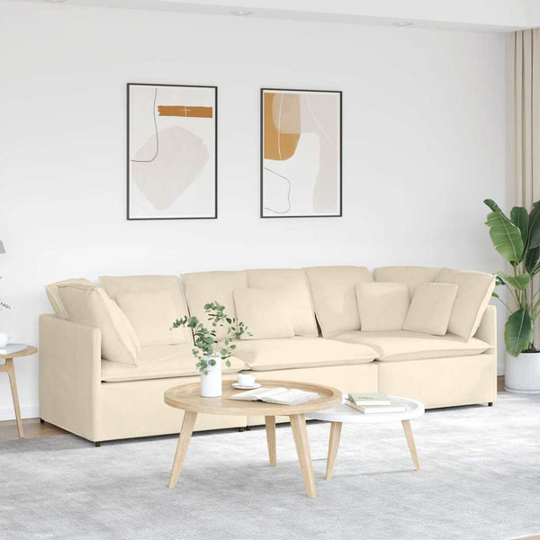 Modulaire Bank Met Kussens Corduroy Stof Kleurig