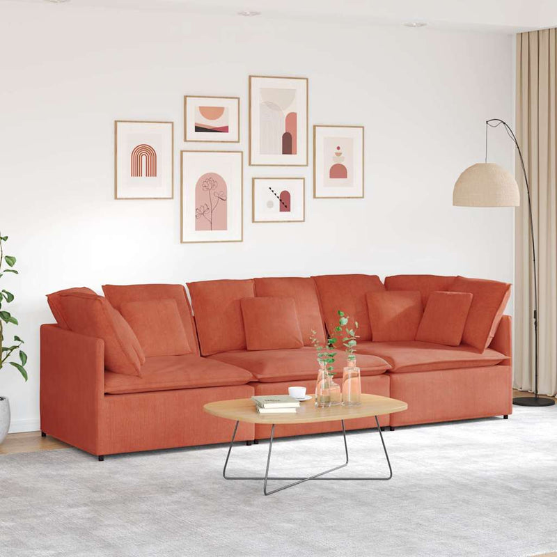 Modulaire Bank Met Kussens Corduroy Stof Kleurig