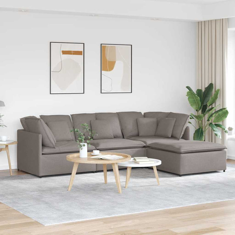 Modulaire Bank Met Voetenbank En Kussens Stof Jeans Blauw