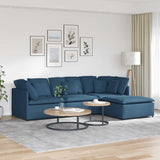 Modulaire Bank Met Voetenbank En Kussens Stof Jeans Blauw
