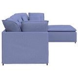 Modulaire Bank Met Voetenbank En Kussens Stof Jeans Blauw