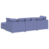 Modulaire Bank Met Voetenbank En Kussens Stof Jeans Blauw