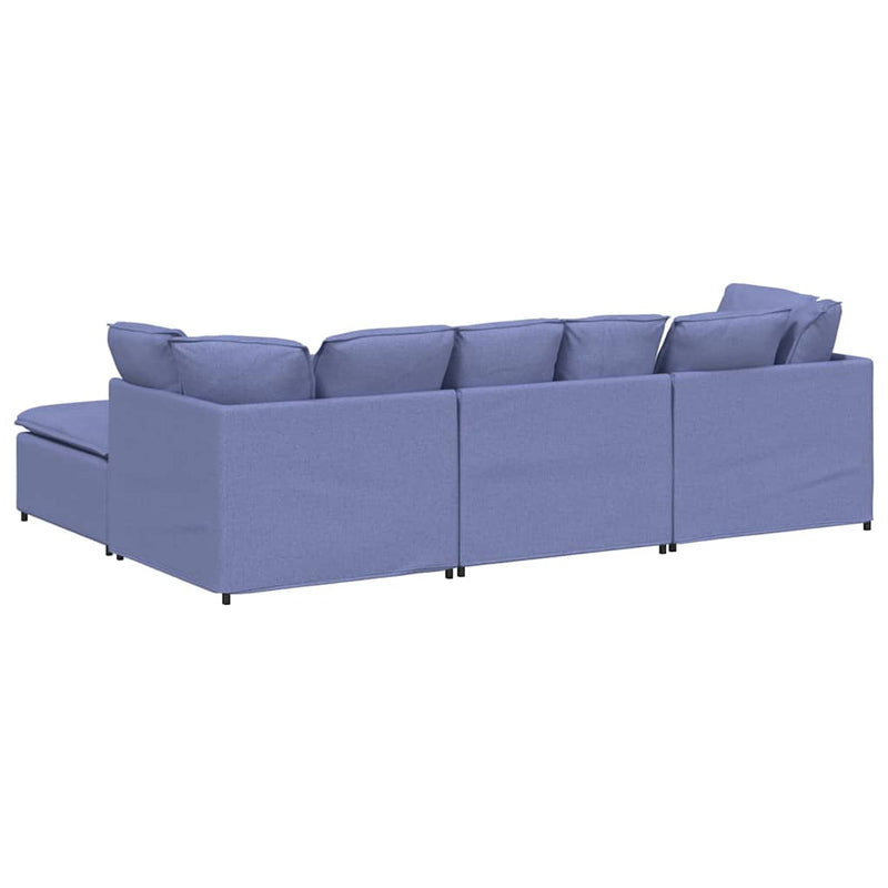 Modulaire Bank Met Voetenbank En Kussens Stof Jeans Blauw