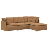 Modulaire Bank Met Voetenbank&Kussens Gekrulde Wolachtige Stof