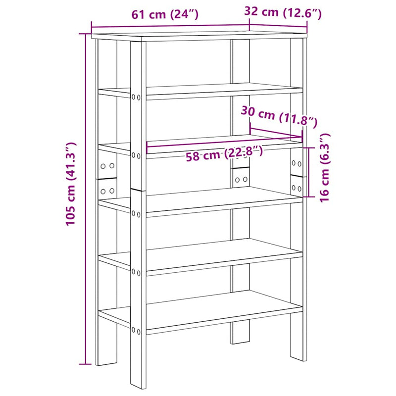 Schoenenrek 61X32X Bewerkt Hout Kleurig