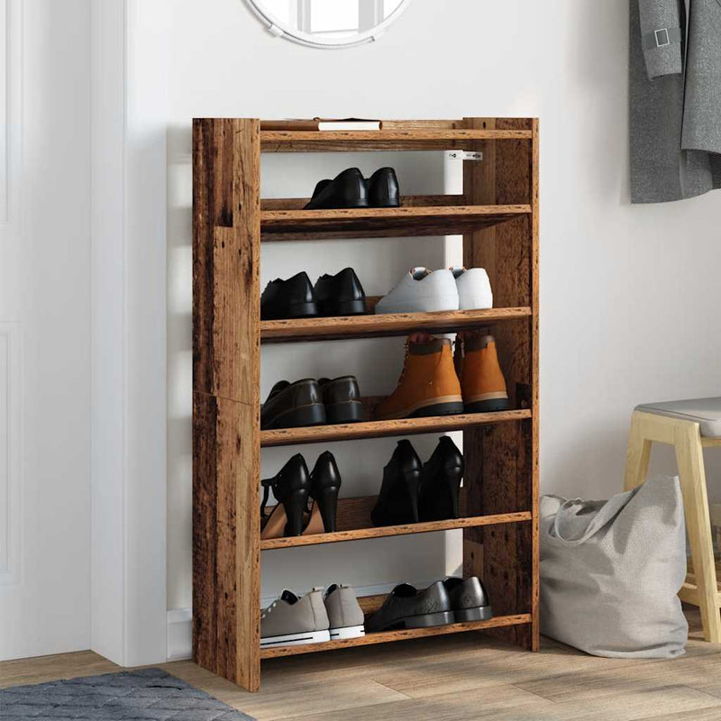 Schoenenrek 60X25X Bewerkt Hout Kleurig Oud Hout