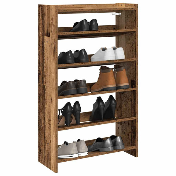 Schoenenrek 60X25X Bewerkt Hout Kleurig Oud Hout