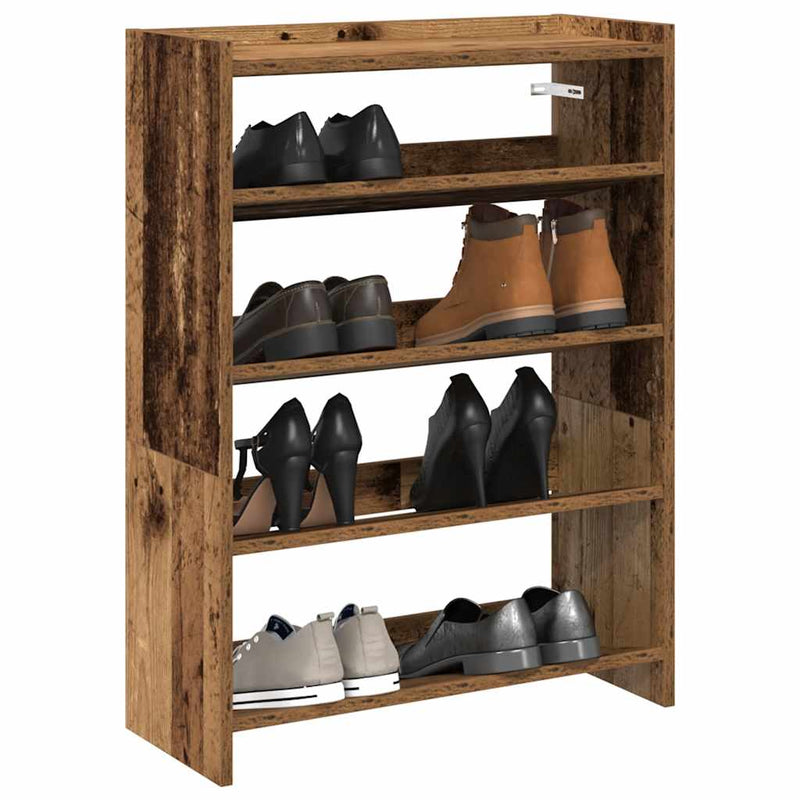 Schoenenrek 60X25X Bewerkt Hout Kleurig Oud Hout
