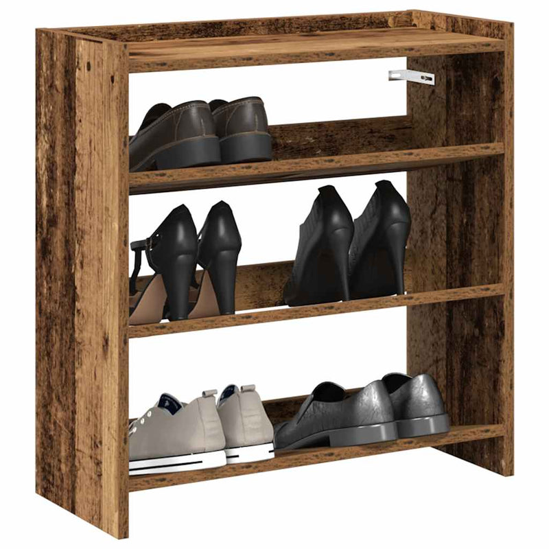 Schoenenrek 60X25X Bewerkt Hout Kleurig Oud Hout