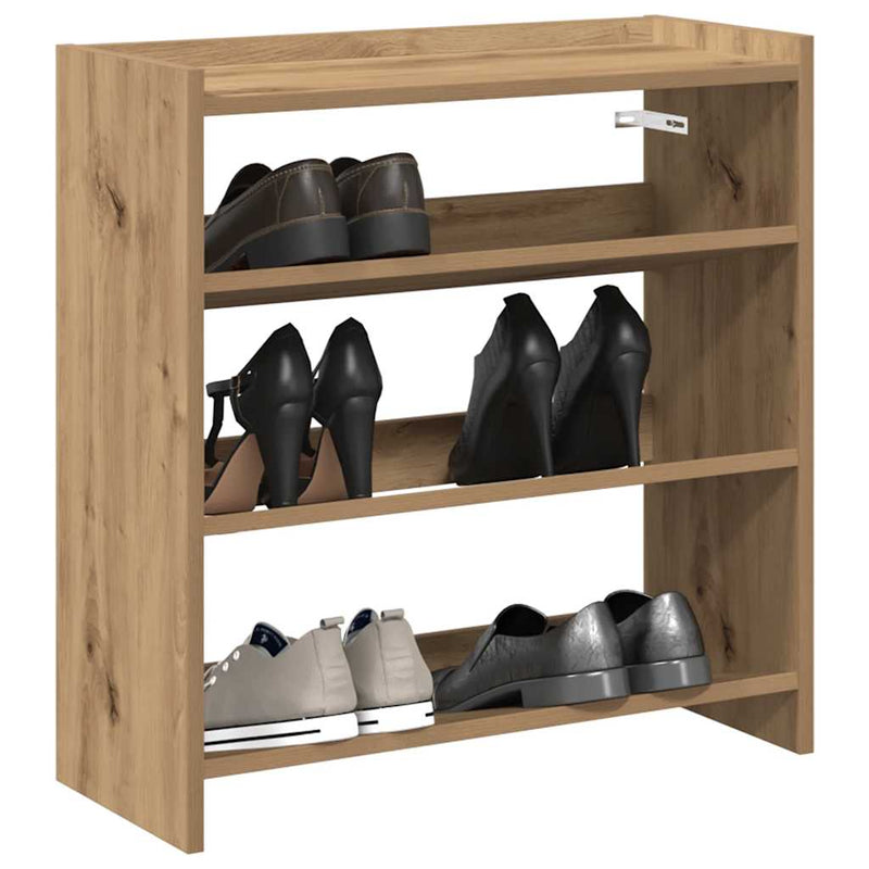 Schoenenrek 80X25X Bewerkt Hout Artisanaal Eikenkleur Artisanaal Eikenkleurig