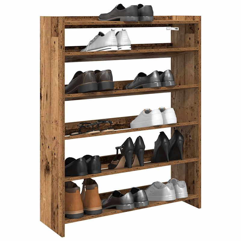 Schoenenrek 60X25X Bewerkt Hout Kleurig Oud Hout