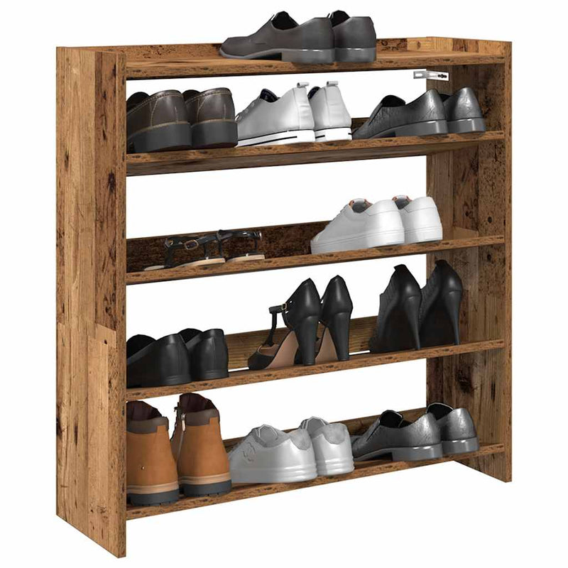 Schoenenrek 60X25X Bewerkt Hout Kleurig Oud Hout