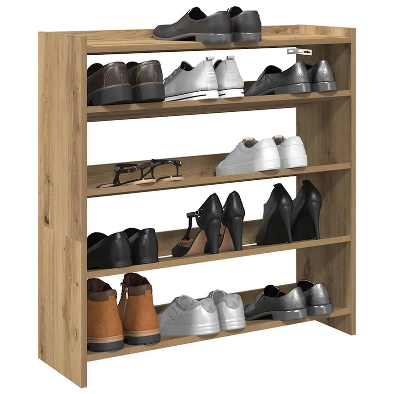 Schoenenrek 80X25X Bewerkt Hout Artisanaal Eikenkleur Artisanaal Eikenkleurig