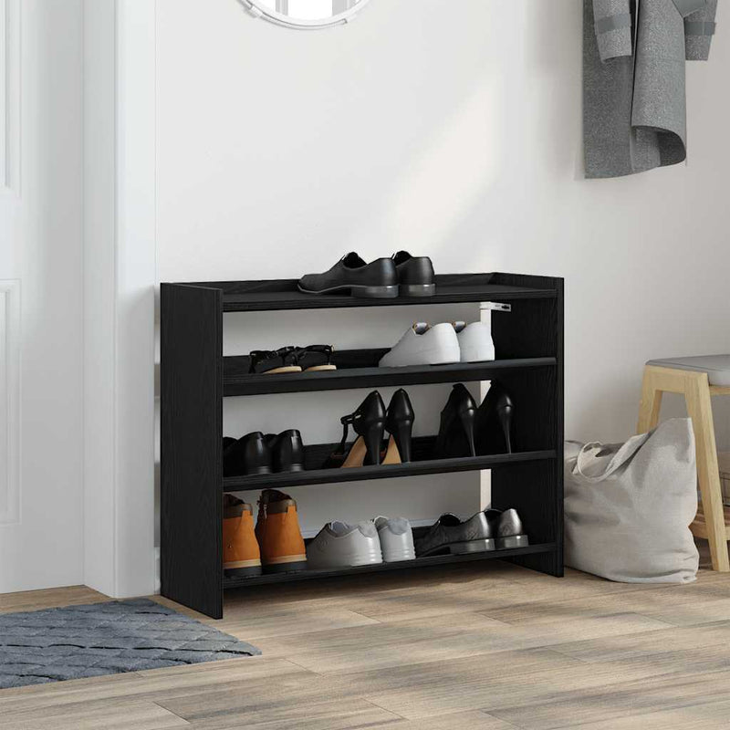 Schoenenrek 80X25X Bewerkt Hout Zwart