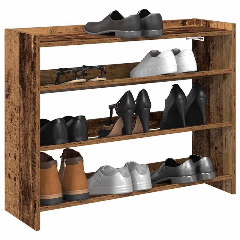 Schoenenrek 60X25X Bewerkt Hout Kleurig Oud Hout