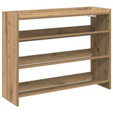 Schoenenrek 80X25X Bewerkt Hout Artisanaal Eikenkleur Artisanaal Eikenkleurig