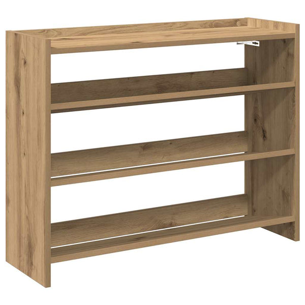 Schoenenrek 80X25X Bewerkt Hout Artisanaal Eikenkleur Artisanaal Eikenkleurig