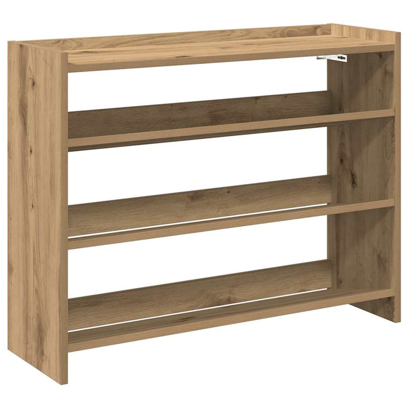Schoenenrek 80X25X Bewerkt Hout Artisanaal Eikenkleur Artisanaal Eikenkleurig