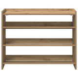 Schoenenrek 80X25X Bewerkt Hout Artisanaal Eikenkleur Artisanaal Eikenkleurig